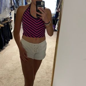 Pink and blue striped halter